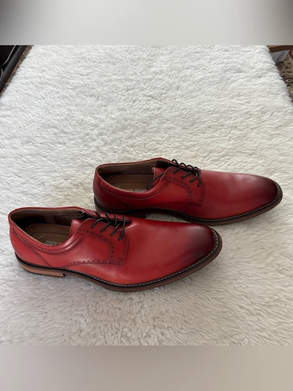Stacy Adam’s Men's Red/Brown Gradient Leather Memory foam Derby Shoes size 12 M